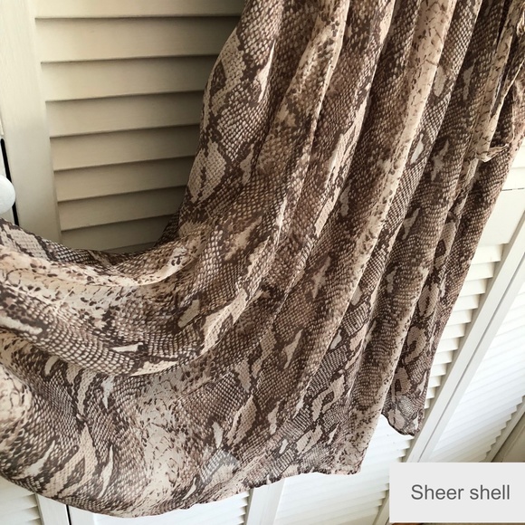 Banana Republic Animal Snake Python Print Blouson Waist Flowy Slip Dress XS PXS - Picture 7 of 10
